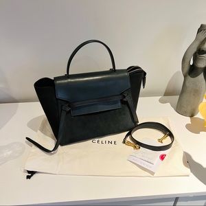 Authentic Celine Mini Belt Bag in Dark Green